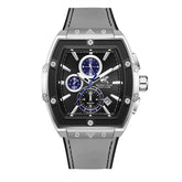 Beverly Hills Polo Club Men's Analog Watch, Black Dial Multi-Function With Grey Leather Strap, BP3841X.366